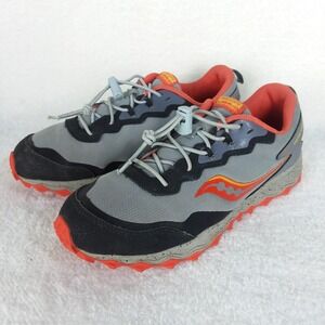 Saucony Boys Peregrine Kdz Outdoor Trail Shoe Water Repellent Size 6.5M Gray Red